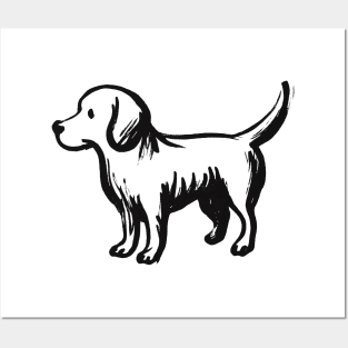 Stick figure dog in black ink Posters and Art